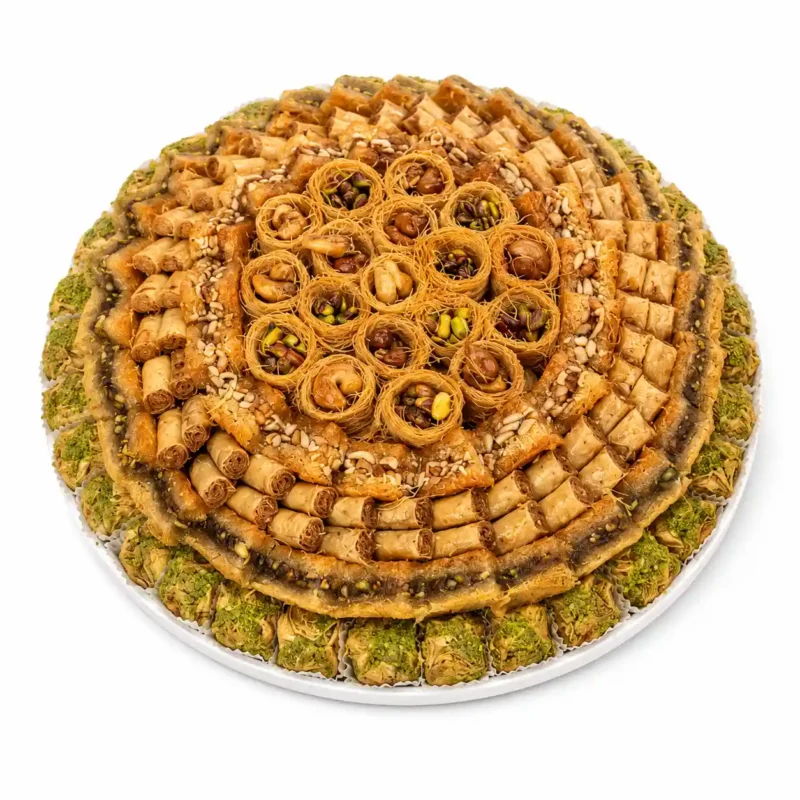 Royal Arabic Sweets Platter with assorted baklava and pistachio