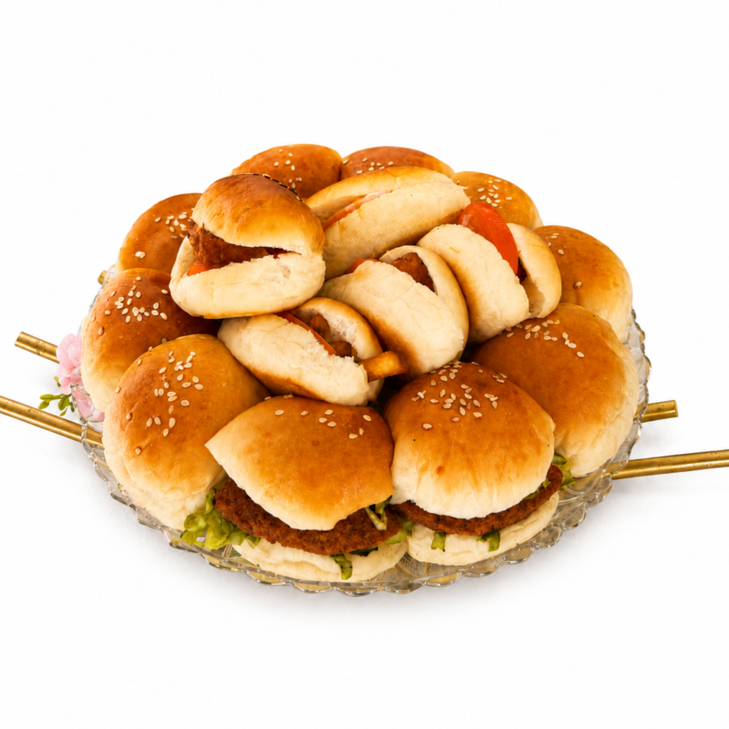 Mini Sandwich Platter with falafel nuggets burger and labneh sandwiches