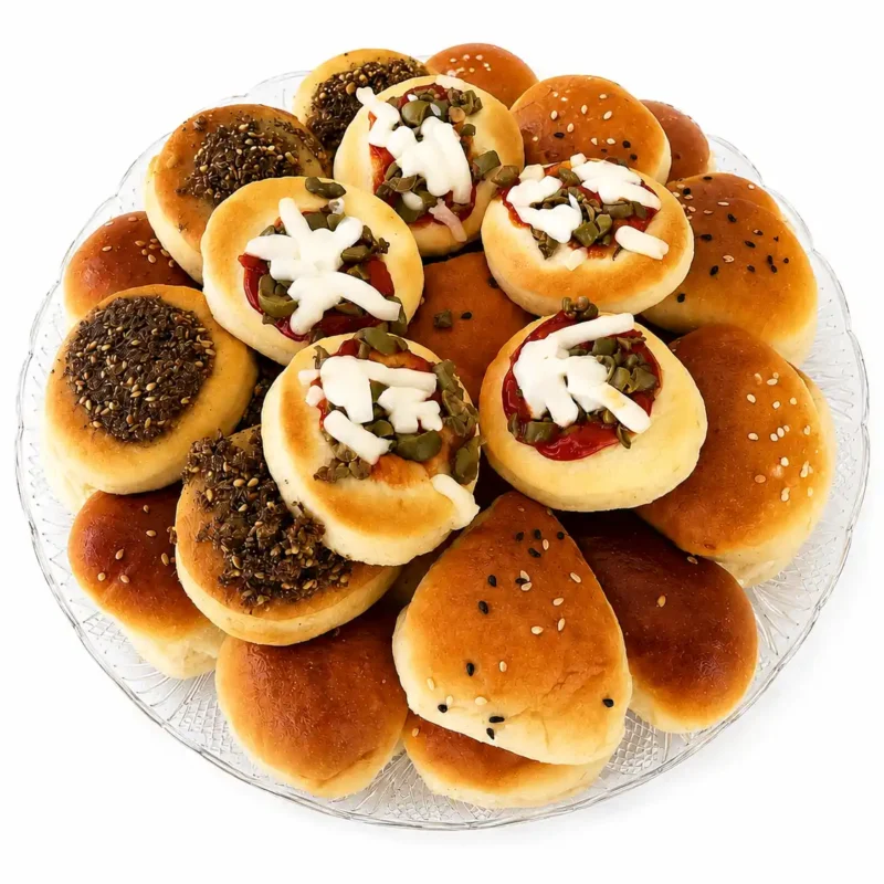 Fatayer Mix Platter with mini pizza zaatar labneh and cheese