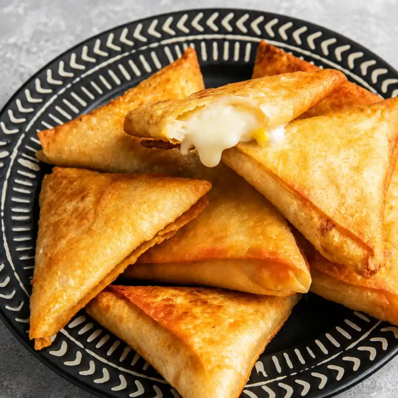 Samboosa crispy pastry triangles with melting cheese
