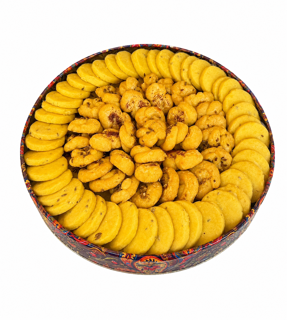 Salt Biscuits savoury biscuits with sesame in a decorative tin
